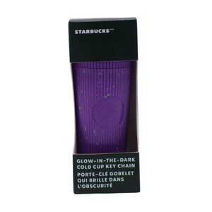 Starbucks 2024 Cold Cup Key Chain Halloween Glow In the Dark Purple Splatter